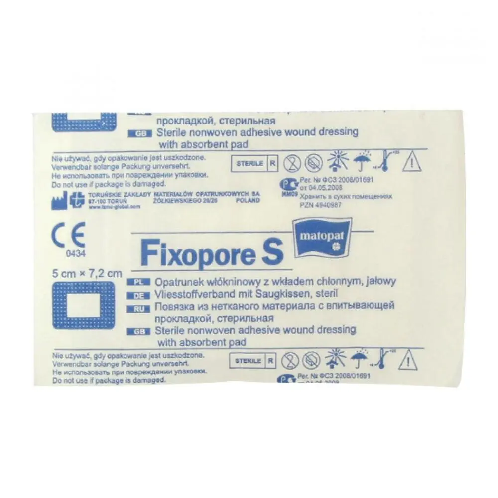 Fixopore S sterilní náplast 5 x 7.2 cm 1 ks | Alphega.cz
